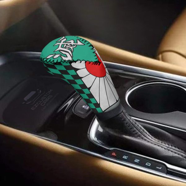 demon slayer pattern car shift knobs covers set custom tanjiro kamado earrings car accessories 2pxan