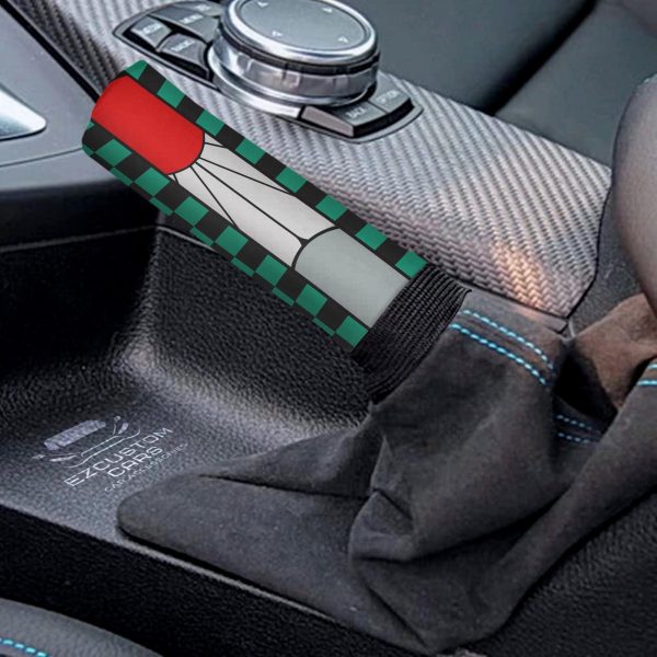 demon slayer pattern car shift knobs covers set custom tanjiro kamado earrings car accessories wsfo2