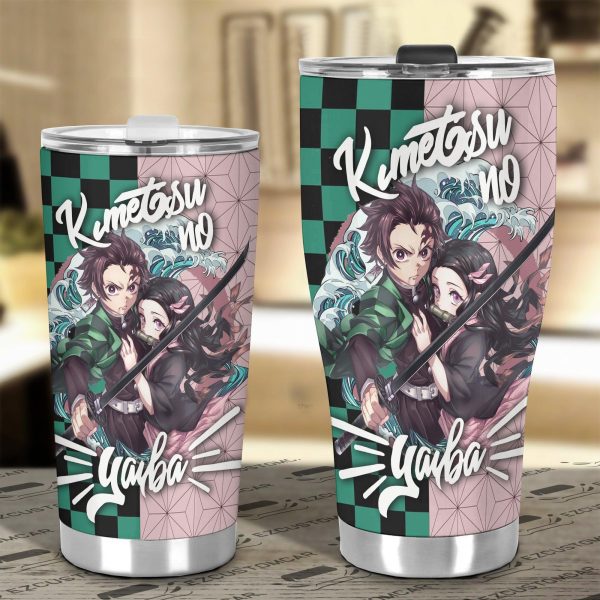 demon slayer tanjiro x nezuko car tumbler cup anime car accessories nguhl