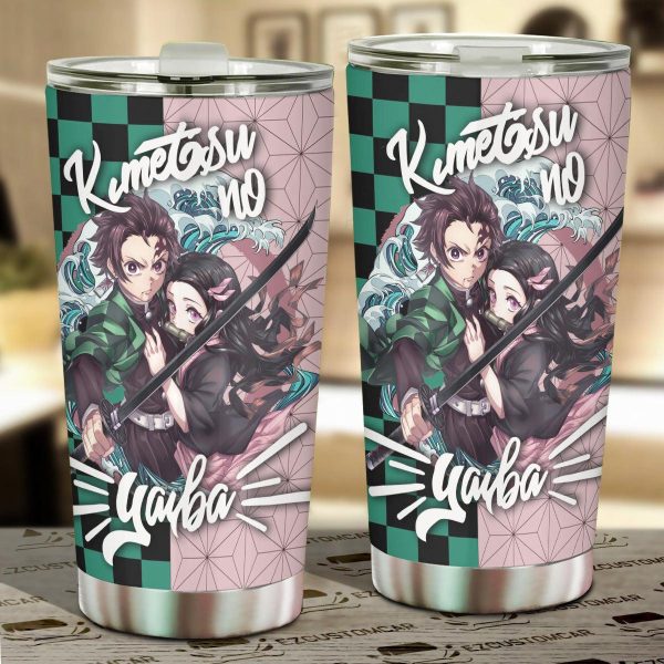 Tanjiro x Nezuko Car Tumbler Cup Custom Demon Slayer Anime Car Accessories