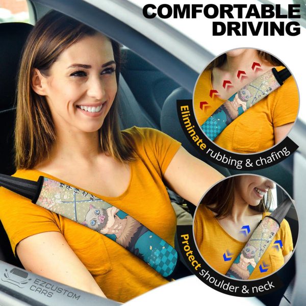 Demon Slayers Seat Belt Covers Inosuke Custom Anime Car Accessories