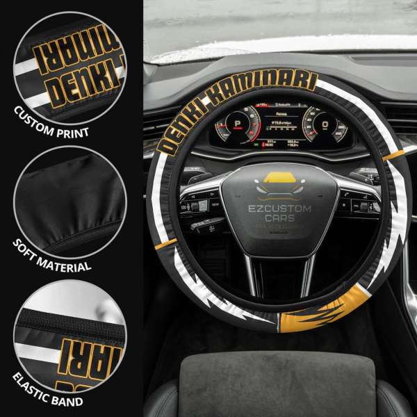 denki kaminari anime steering wheel cover custom anime my hero academia car accessories rahy4