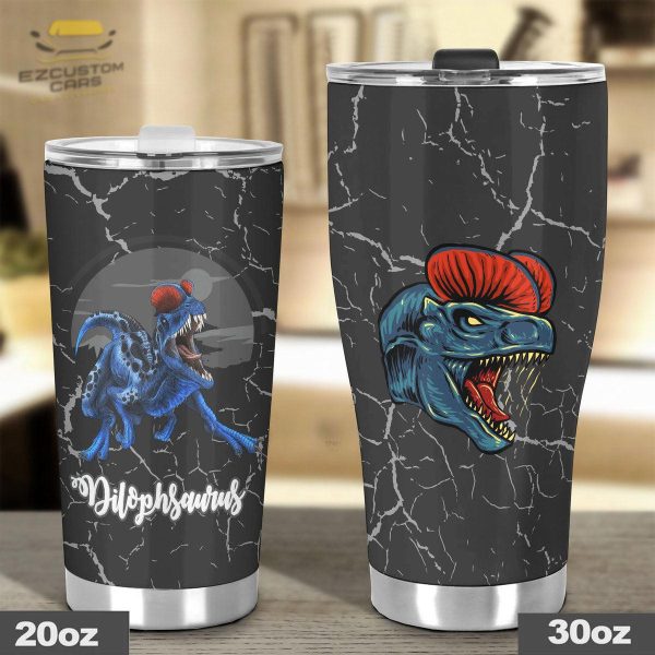 dilophosaurus dinosaur car tumbler cup custom animal car accessories ehdgt