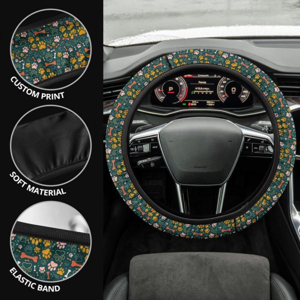dog paw pattern anime steering wheel cover bw7gl