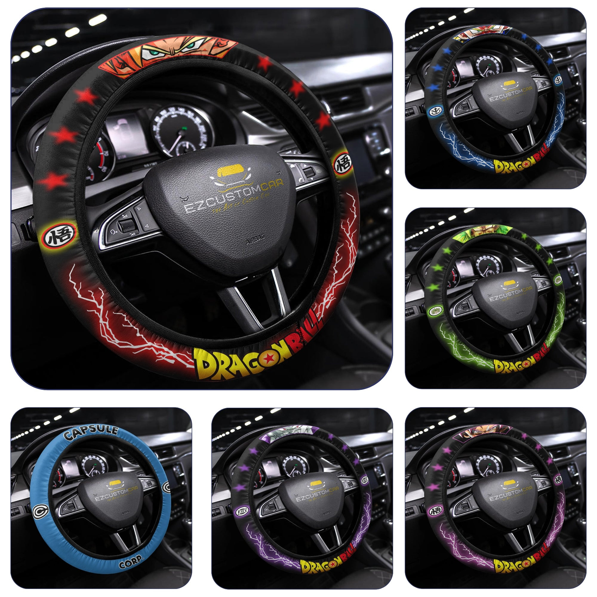 Elevating Comfort and Style Car Interior Design and Maintenance 3 Dragon Ball custom anime steering wheel cover, universal 15 inch fit