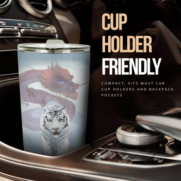 Dragon x Tiger Car Tumbler Cup Custom Tiger Car Accessories