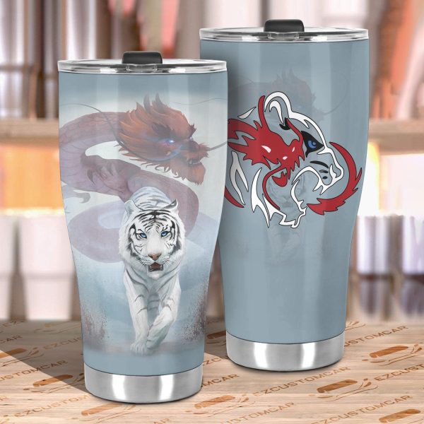 dragon x tiger car tumbler cup custom tiger car accessories a6lhs