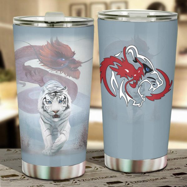 Dragon x Tiger Car Tumbler Cup Custom Tiger Car Accessories