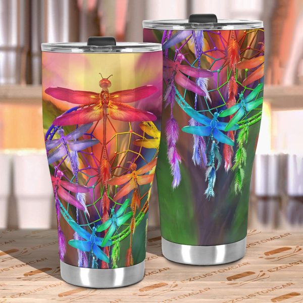 dream catcher dragonfly car tumbler cup custom dragonfly car accessories vbjbr