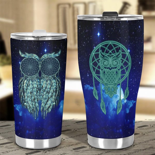 dream catcher owl car tumbler cup custom owl car accessories qid52