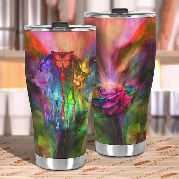 dreamcatcher butterfly car tumbler cup custom butterfly car accessories ahjuk