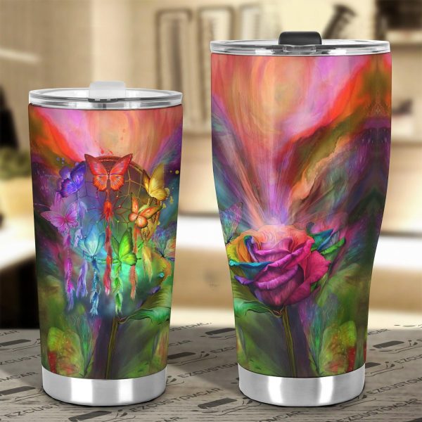 dreamcatcher butterfly car tumbler cup custom butterfly car accessories b99if