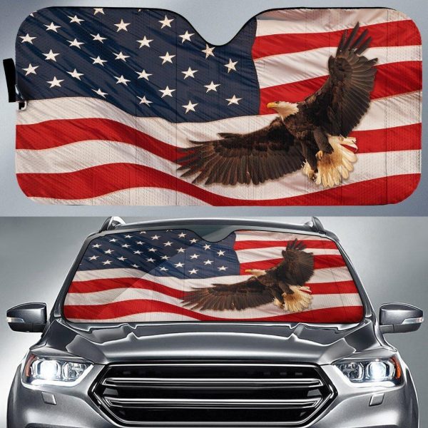 Eagle American Flag Custom Car Windshield Sun Shade
