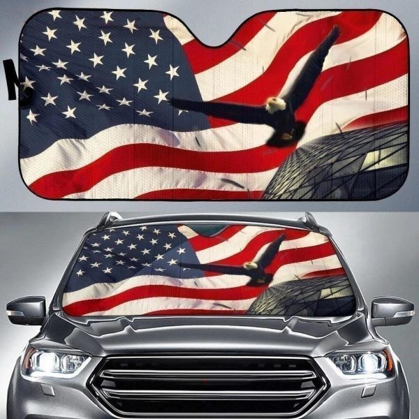 Eagle American Flag Custom Car Windshield Sun Shade