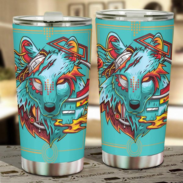 Electric Wolf Car Tumbler Cup Custom Animal Car Accessories