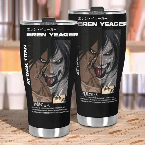 eren yeager car tumbler cup attack on titan svzs2