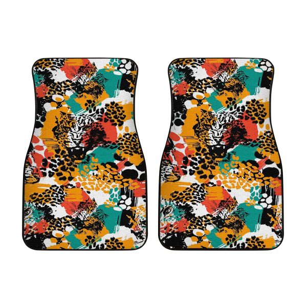 exotic leopard big cat car floor mats om71x