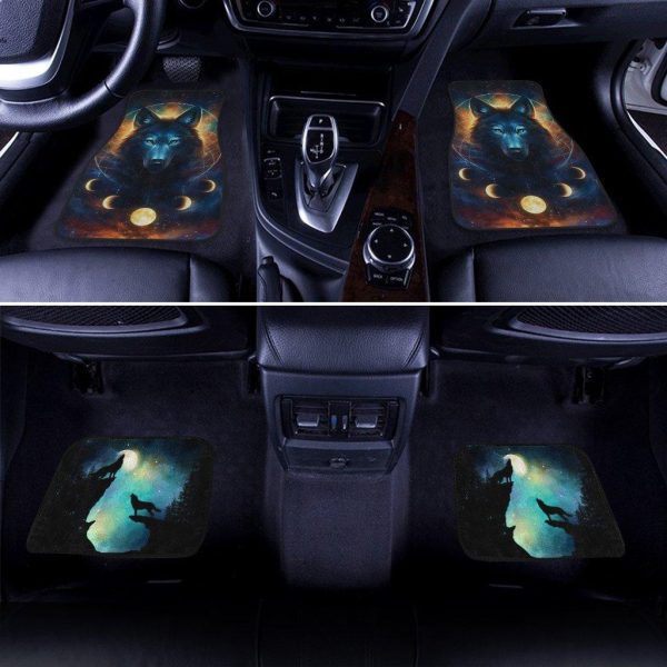 fantasy wolf moon dreamcatcher galaxy car floor mats 4q75d