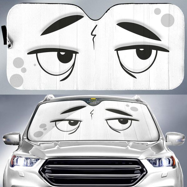 Fear and Doubt Cartoon Eyes Car Windshield Sunshade