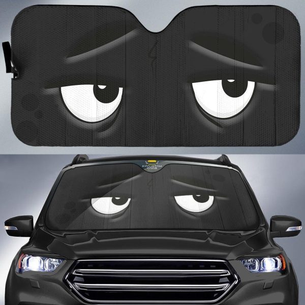 fear and doubt cartoon eyes car windshield sunshade zhrvh