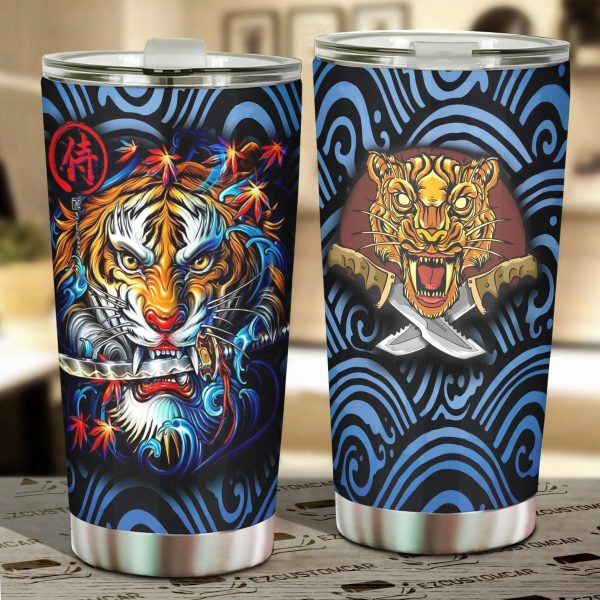 Dragon x Tiger Car Tumbler Cup Custom Tiger Car Accessories