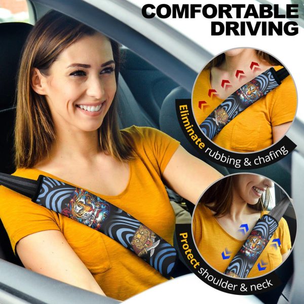 fight tiger seat belt covers custom tiger car accessories qpb2k