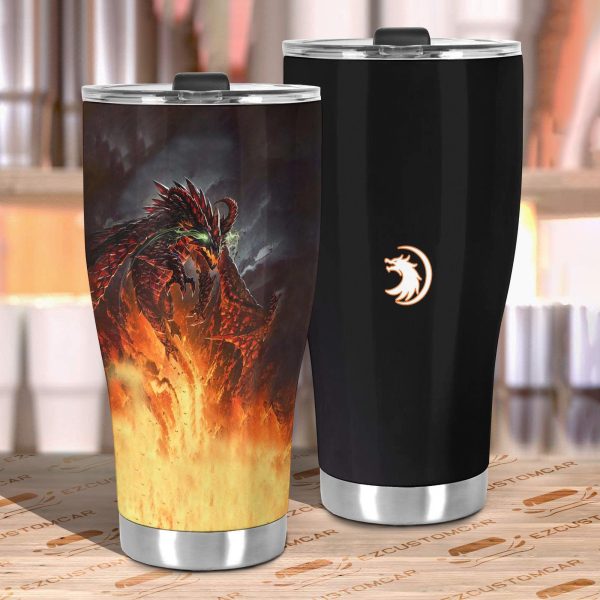 fire dragon car tumbler cup custom dragon car accessories lnkiu