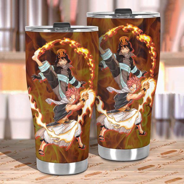 fire force x fairy tail car tumbler cup anime car accessories gfkx2