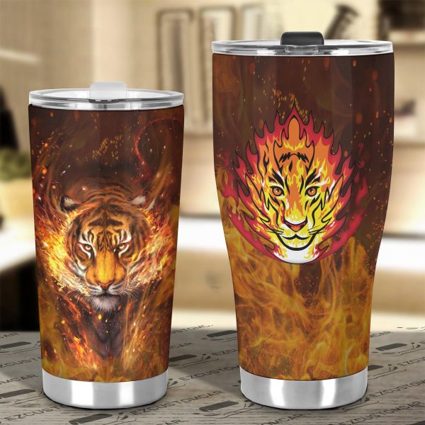 fire tiger car tumbler cup custom tiger car accessories v41ni