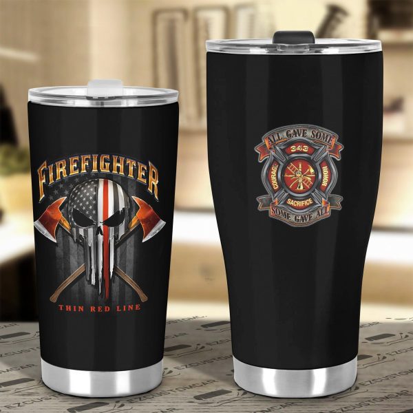 firefighter car accessories custom car tumblers cup firefighter thin red line shjjs
