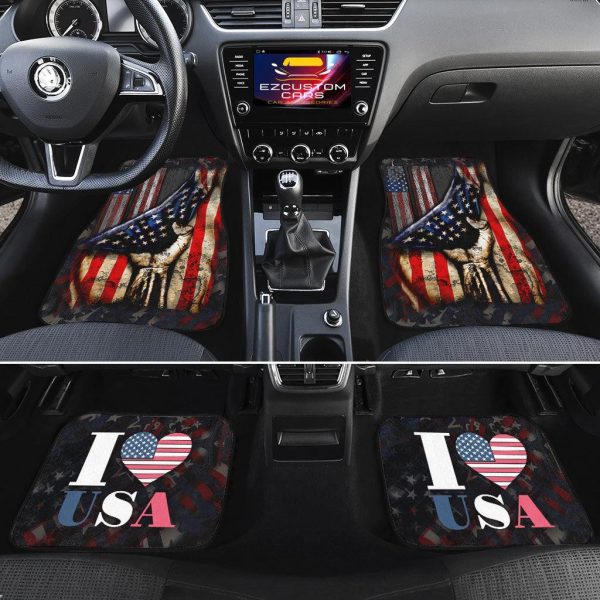 flag american car accessories custom car floor mats i love usa o602p