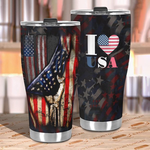 flag american car accessories custom car tumblers cup i love usa bygcw