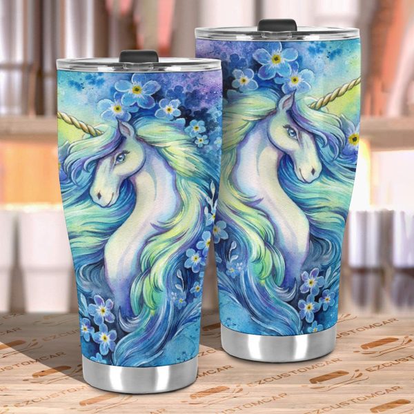 flower unicorn car tumbler cup custom unicorn car accessories 5lqdp