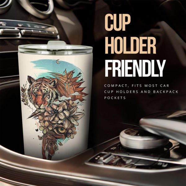 flower x tiger car tumbler cup custom tiger car accessories ihehr