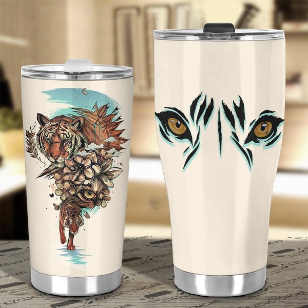 flower x tiger car tumbler cup custom tiger car accessories zqzyy