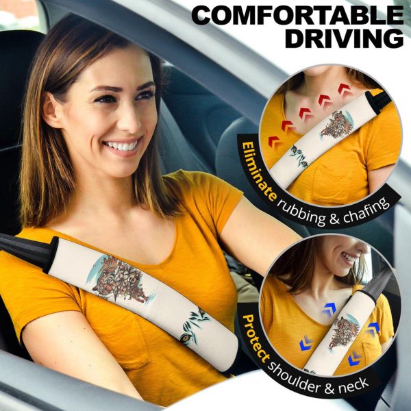 Flower x Tiger Seat Belt Covers Custom Tiger Car Accessories