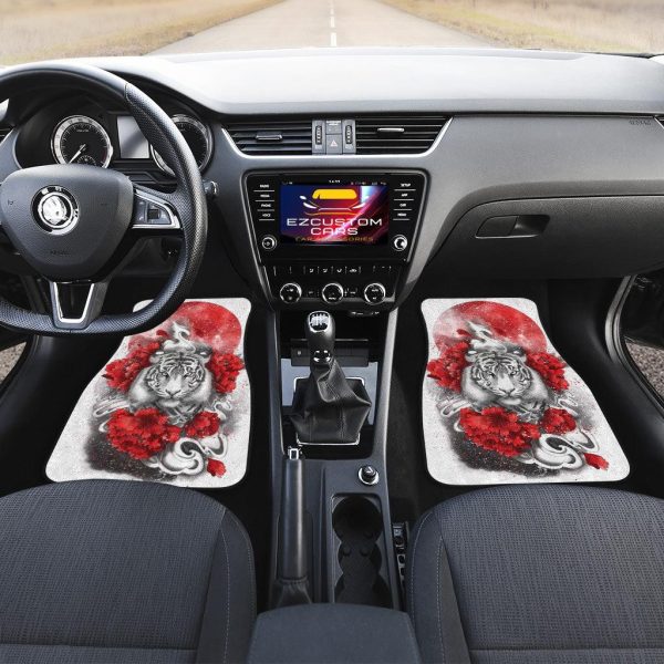flower x white tiger car floor mats custom tiger car accessories 9wnuf