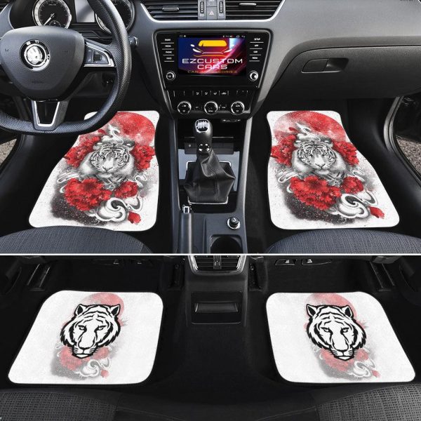 flower x white tiger car floor mats custom tiger car accessories fzhlm