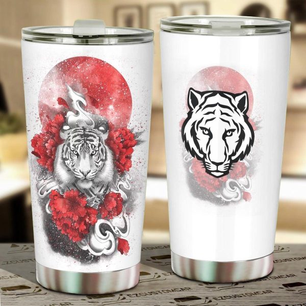 Flower x Tiger Car Tumbler Cup Custom Tiger Car Accessories