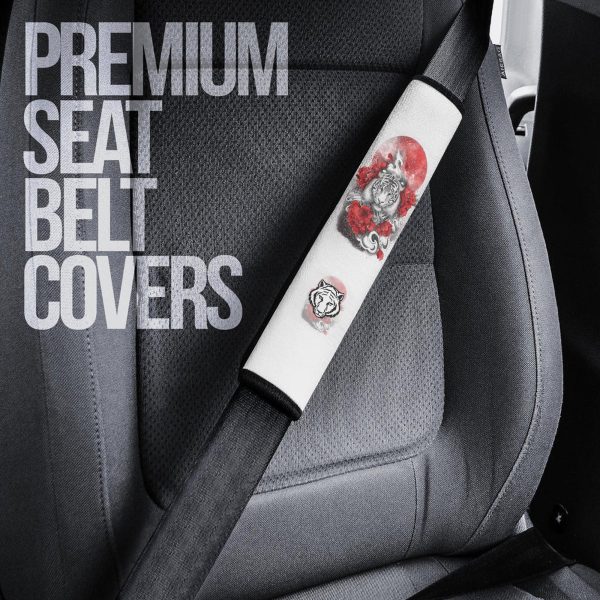 flower x white tiger seat belt covers custom tiger car accessories 05rm8