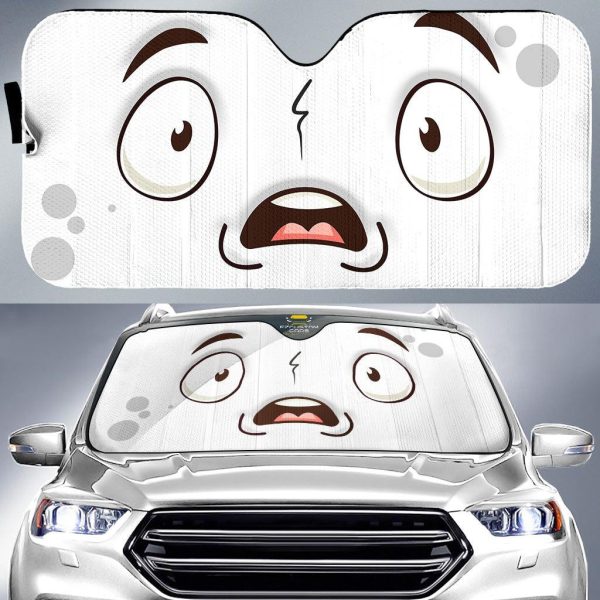 Frighten Face Cartoon Eyes Car Windshield Sun Shade