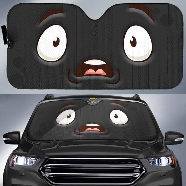frighten face cartoon eyes car windshield sun shade rkpiq