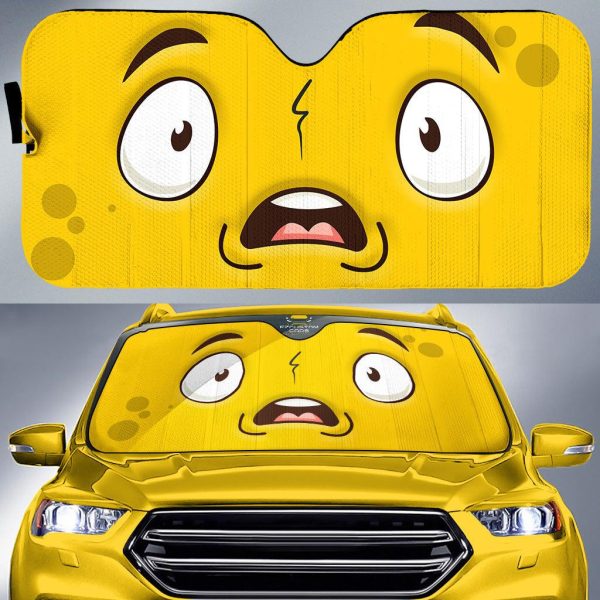 frighten face cartoon eyes car windshield sun shade t6zol