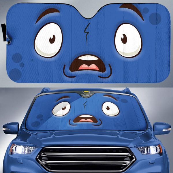 frighten face cartoon eyes car windshield sun shade uqtgo
