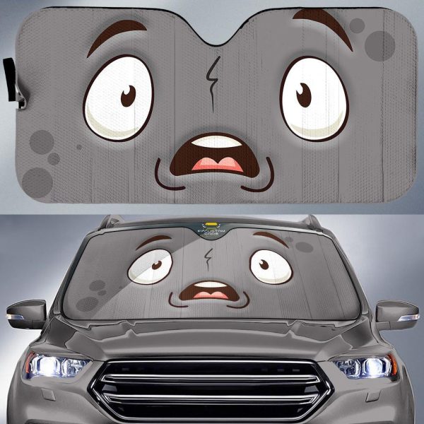 frighten face cartoon eyes car windshield sun shade xcvcf
