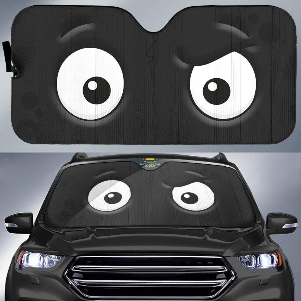 frown cartoon eyes car windshield sun shade 8n5kb