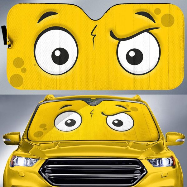 frown cartoon eyes car windshield sun shade thpzv