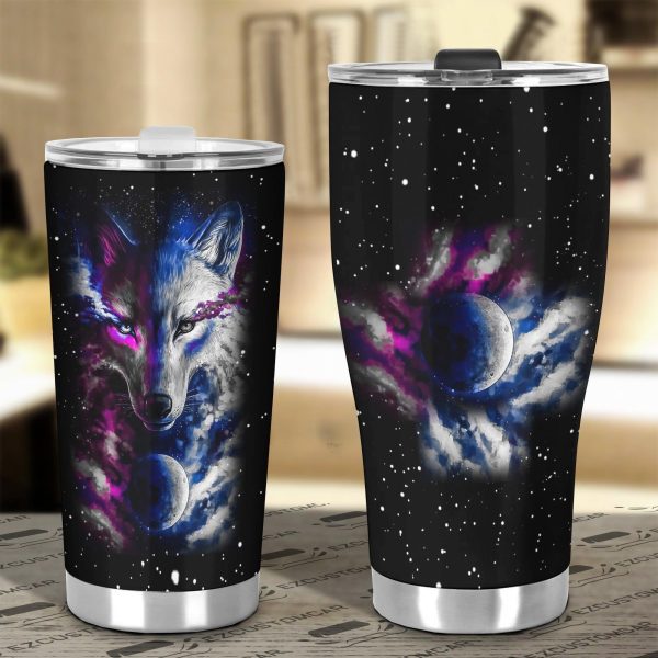 galaxy wolf car tumbler cup custom animal car accessories 5iya8
