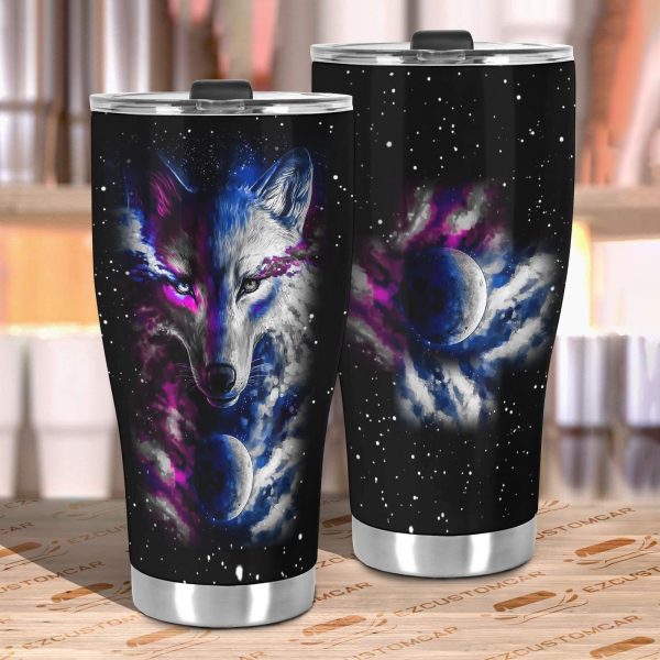 galaxy wolf car tumbler cup custom animal car accessories podni