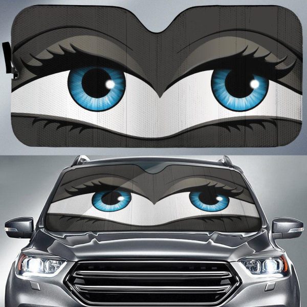 Suspicious Cartoon Eyes Funny Car Windshield Sun Shade